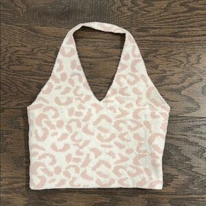 Pink and White Crop Top